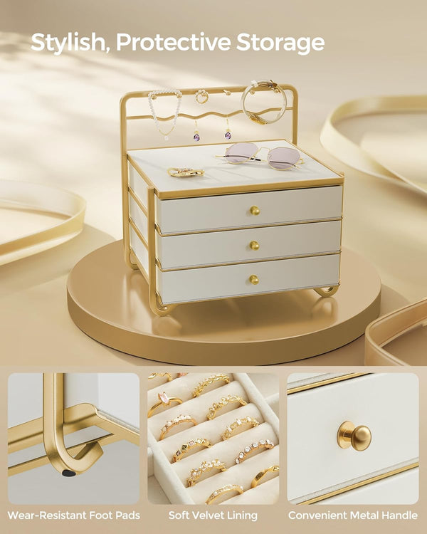 3-Tier Jewellery Organizer - Drawers & Hanging Rack
