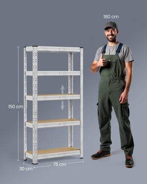 Heavy-Duty Garage Shelving Unit -Set of 2 (30x75x150cm)