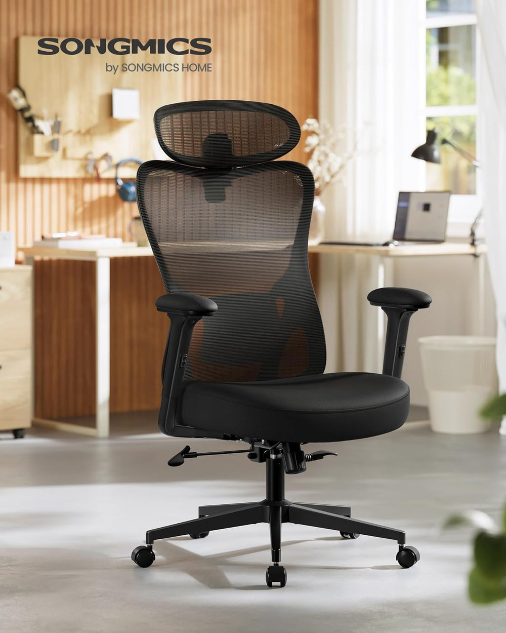 Ergonomic Office Chair With Adjustable Lumbar and Headrest - Ink Black - Karrari