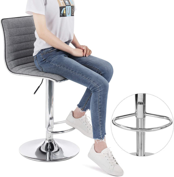 Height-Adjustable Bar Stools with Backrest – Smoke Grey (Set of 2)