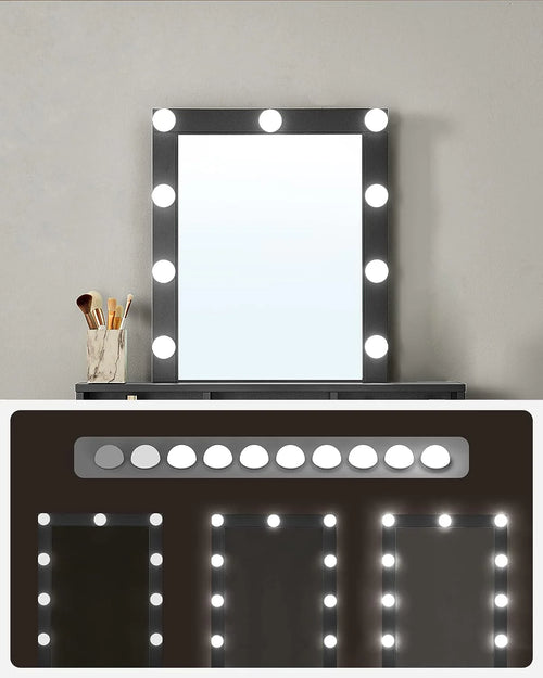Vanity with Mirror, Lights, Drawers & Shelves