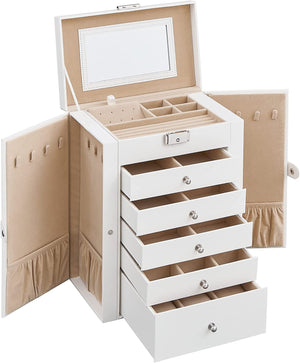 6-Tier Lockable Jewellery Box with Mirror & 5 Drawers - Karrari