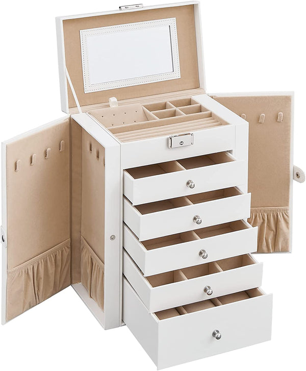 6-Tier Lockable Jewellery Box with Mirror & 5 Drawers - Karrari