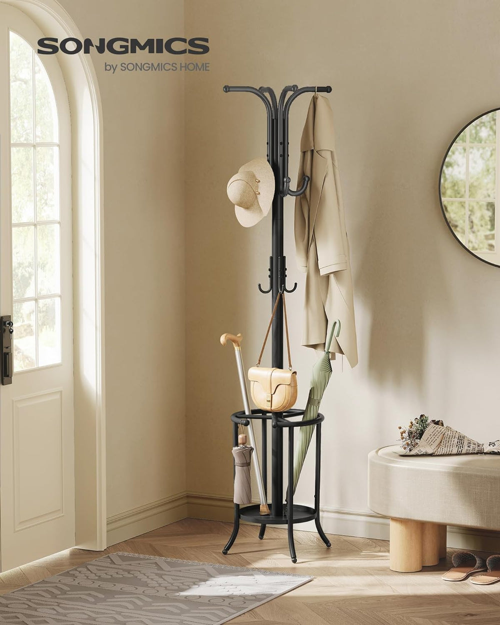 Coat Rack - Umbrella Holder, 12 Hooks - Karrari