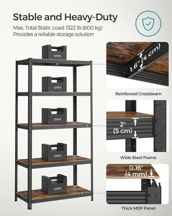 Industrial Shelving Unit - Adjustable Storage (50x100x200cm) - Karrari