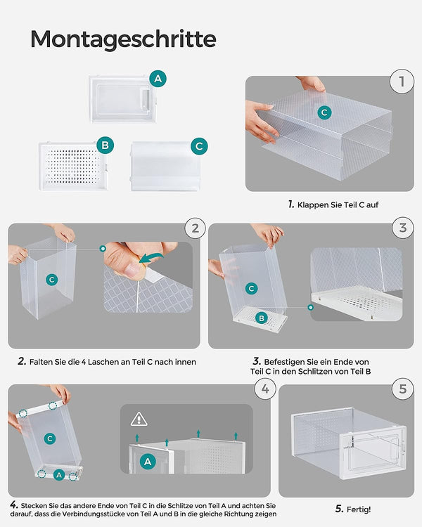 Pack of 18 Foldable Stackable Shoe Storage Boxes - Karrari