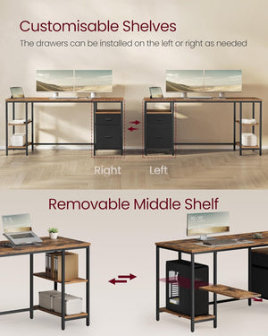 Industrial Style Computer Desk with Storage - Karrari