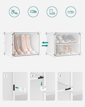8-Slot Interlocking Shoe Storage Cabinet with Doors - Karrari