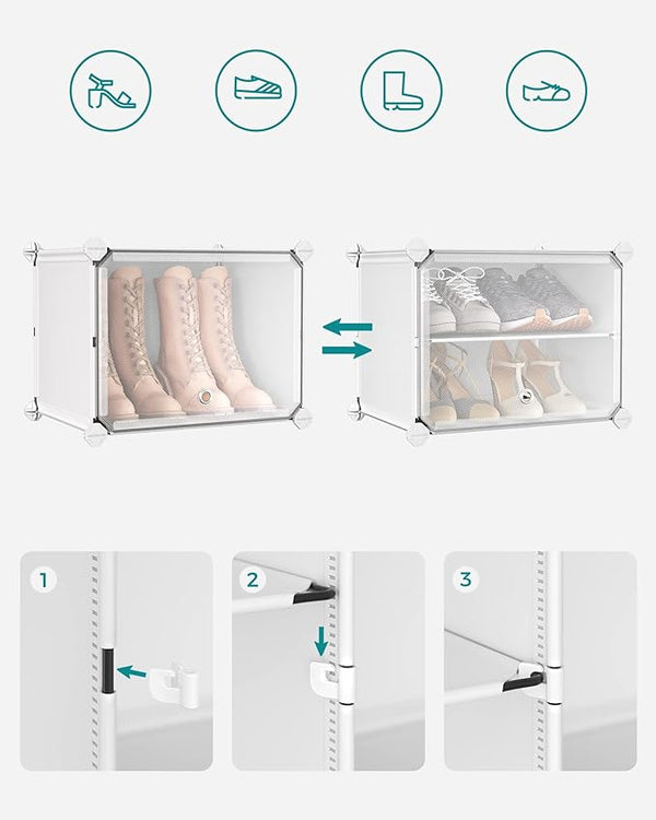 8-Slot Interlocking Shoe Storage Cabinet with Doors - Karrari