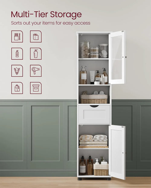 Freestanding Bathroom Cabinet with Glass Door
