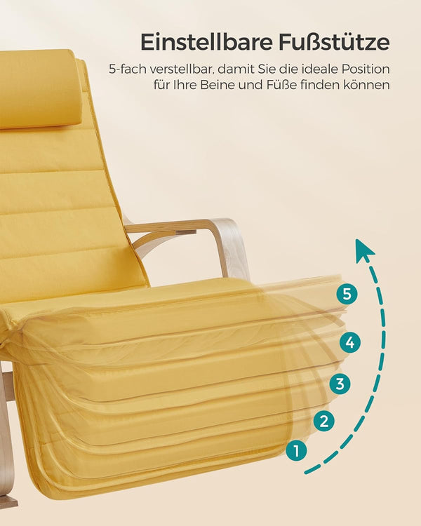 Rocking Chair with Adjustable Footrest - Pastel Yellow - Karrari