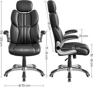 Ergonomic Office Chair - Swivel with Folding Arms & Nylon Base - Karrari