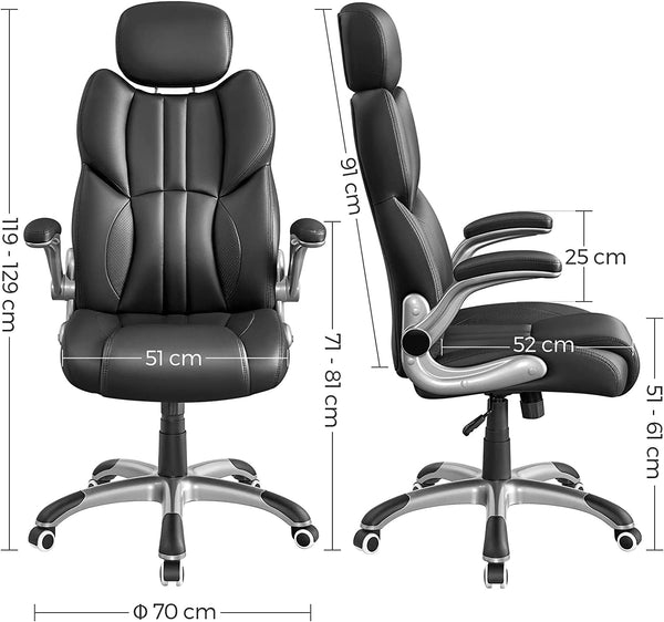 Ergonomic Office Chair - Swivel with Folding Arms & Nylon Base - Karrari