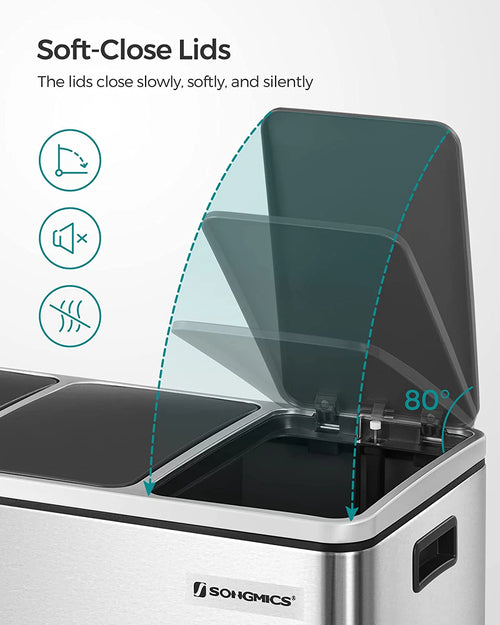 Triple Kitchen Trash Can 3×18 Litres