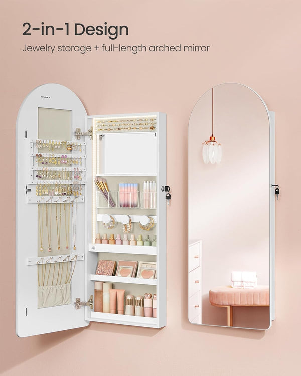 Lockable LED Jewellery Cabinet with Mirror