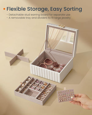 Jewellery Box with Drawer, Mirror & PU Finish