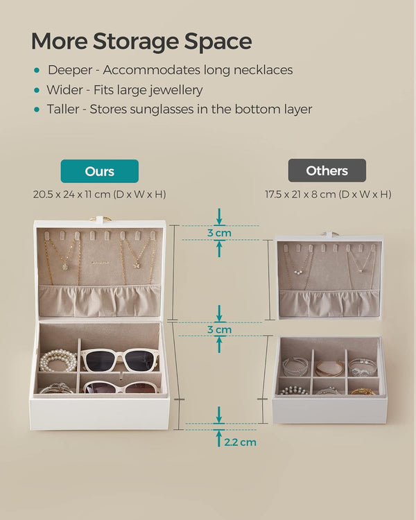 2-Layer Jewellery Box with Handle & Removable Tray - Karrari