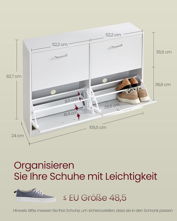 Shoe Storage Cabinet – 4 Flip Doors, Adjustable - Karrari