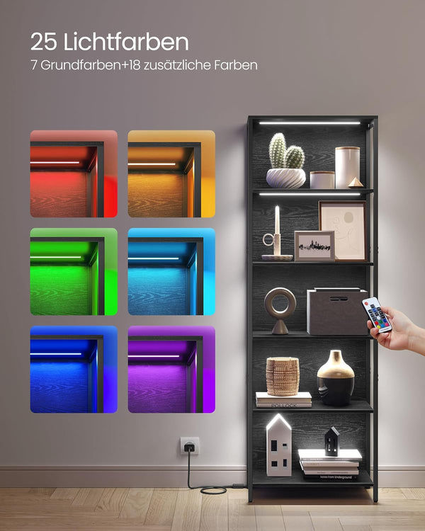 6-Tier Bookcase with LED Lighting – Metal Frame - Karrari