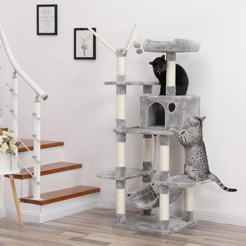 Cat Tree Cat Scratcher Activity Centres Scratching Post with a Hammock Light Grey