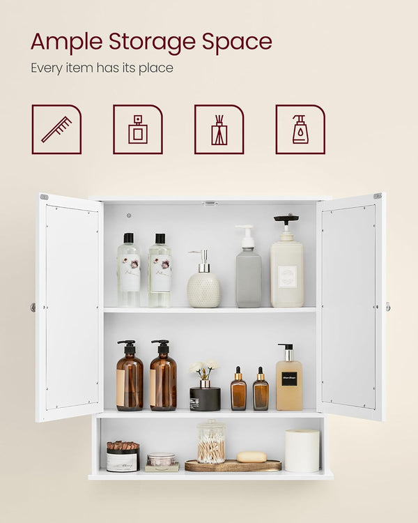 Wall-Mounted Bathroom Cabinet with Mirror Doors