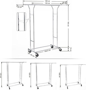 Heavy-Duty Metal Coat Rack Stand on Wheels - Karrari