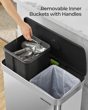 Stainless Steel Pedal Bin (2×30L) - Soft-Close Lid