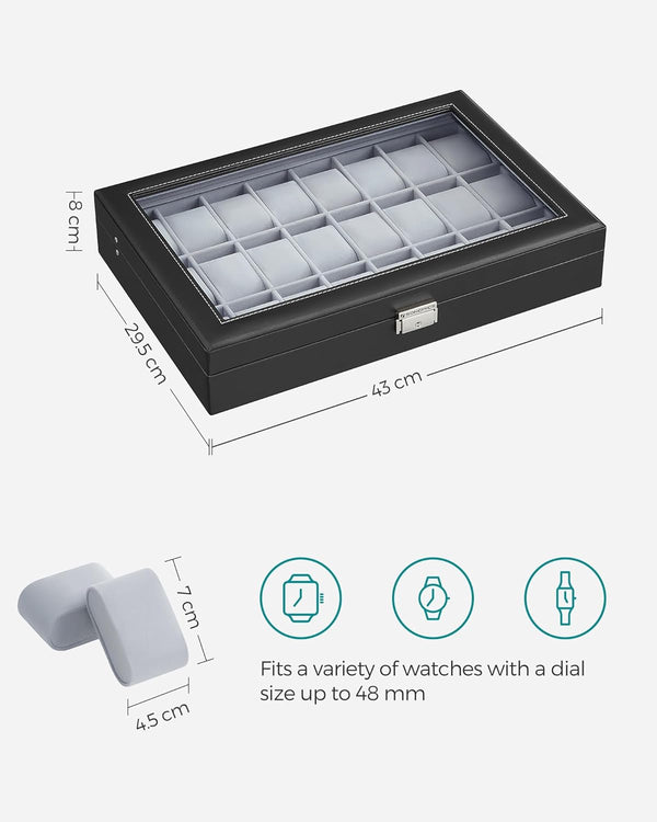 Lockable Watch Box with 24 Slots – Storage Case