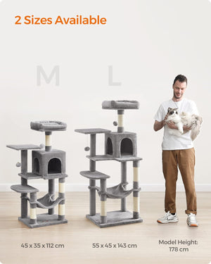 Light Grey Cat Tower - Hammock & Scratching Posts - Karrari