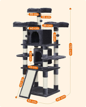 Large Smoke Grey Cat Tower with Scratching Posts - Karrari