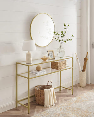 Gold Console Table with Glass - Karrari
