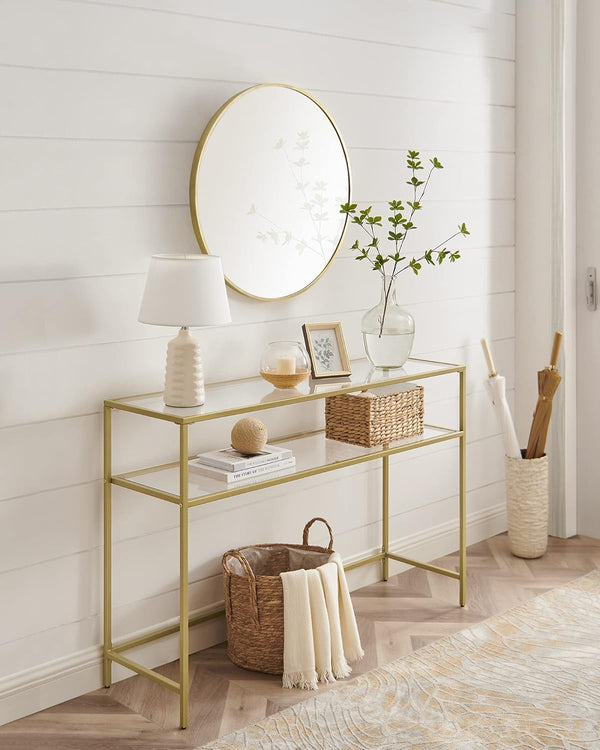 Gold Console Table with Glass - Karrari
