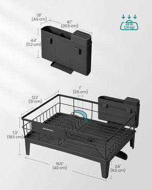 360° Dish Rack with Drain Spout & Cutlery Holder - Karrari