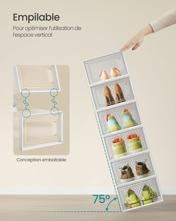 Pack of 18 Stackable Shoe Storage Boxes