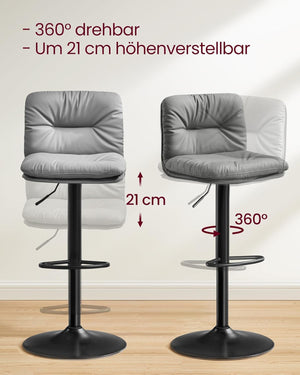 Set of 2 Height-Adjustable PU Bar Chairs - Karrari