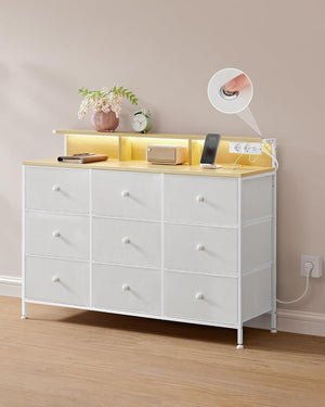 9-Drawer Fabric Cabinet with LED Lighting