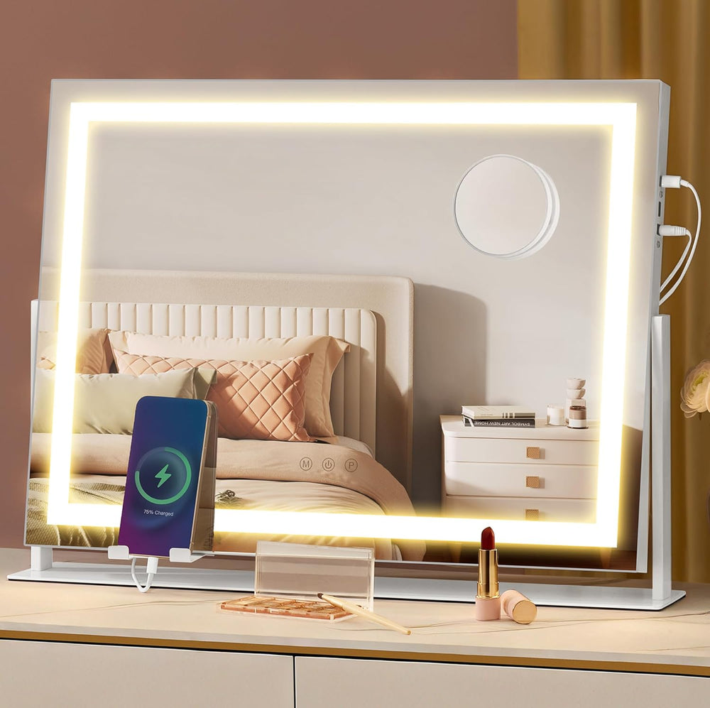 Makeup Mirror with Lighting - Matte White - Karrari
