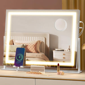 Makeup Mirror with Lighting - Matte White - Karrari