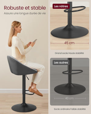 Set of 2 Adjustable Bar Stools - Dove Grey - Karrari