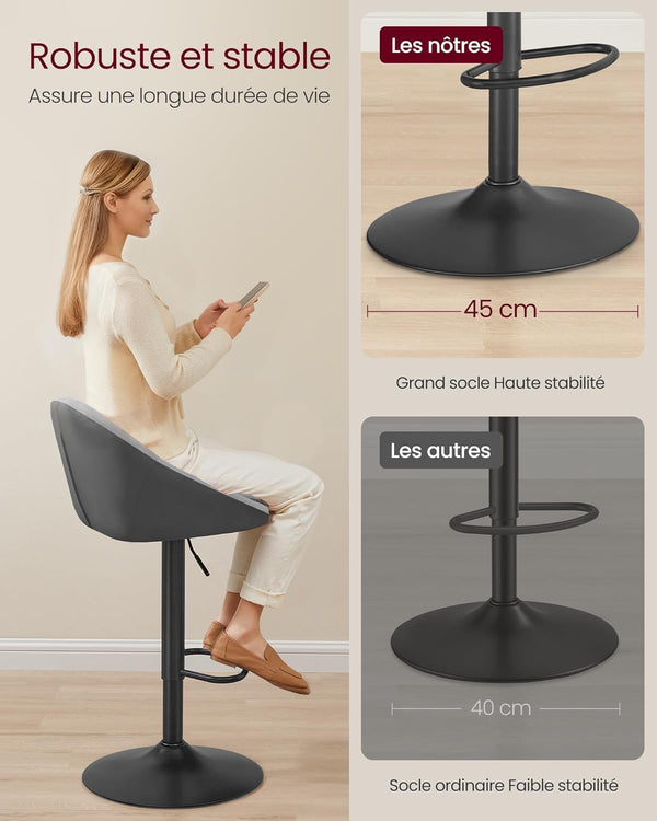 Set of 2 Adjustable Bar Stools - Dove Grey - Karrari