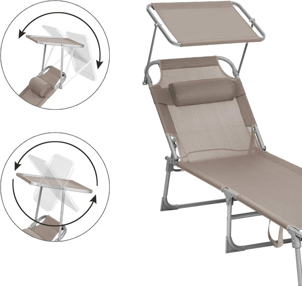 Adjustable Sun Lounger, Lightweight & Foldable