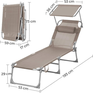 Adjustable Sun Lounger, Lightweight & Foldable