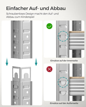 5-Tier Industrial Storage Shelf - Adjustable Boards (40x90x180cm) - Karrari