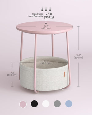 Side Table with Fabric Basket