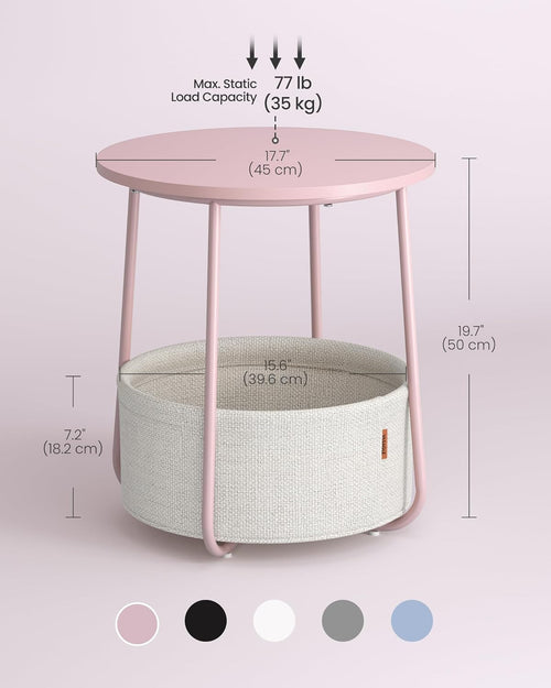 Side Table with Fabric Basket