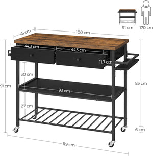 Kitchen Storage Trolley with Drawers