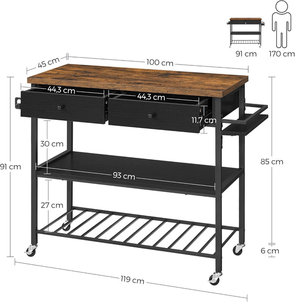 Kitchen Storage Trolley with Drawers