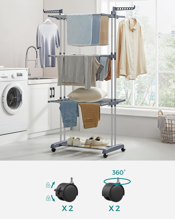 4-Tier Stainless Steel Clothes Dryer – Foldable & Movable