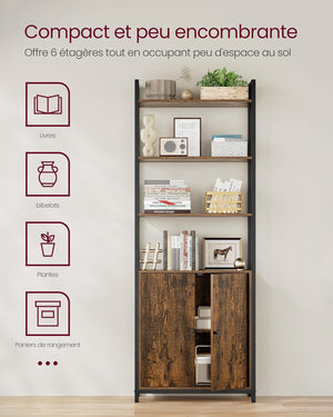 6-Tier Bookcase with Door - Karrari