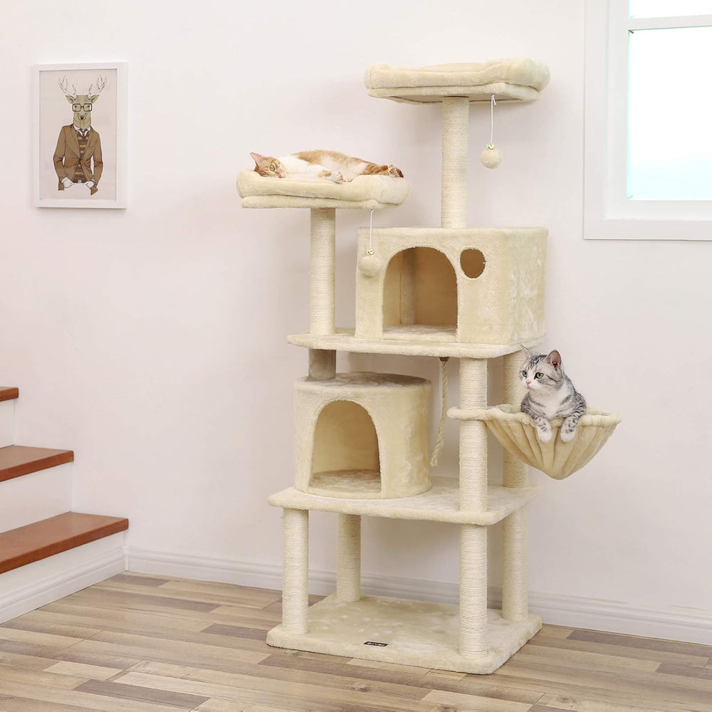 Cat Tree Play Tower 2 Caves Beige